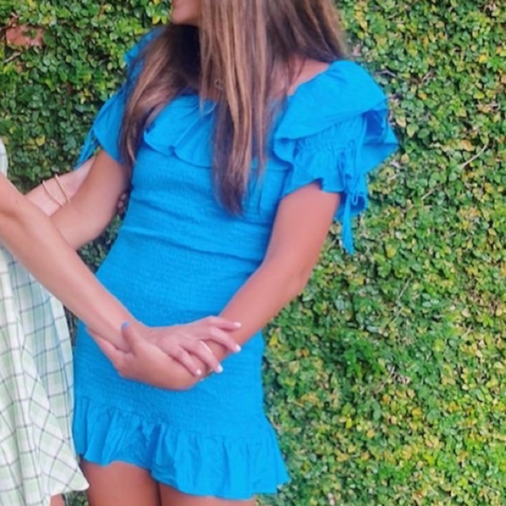 blue smocked dress